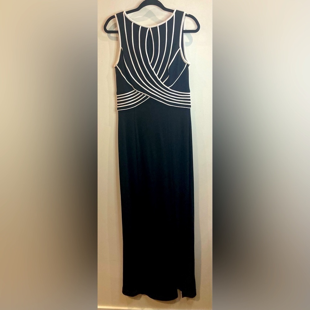JOSEPH RIBKOFF Sz 8 White Ribbed Bodice Long Line Side Slit Zipper Evening Dress - Picture 2 of 14